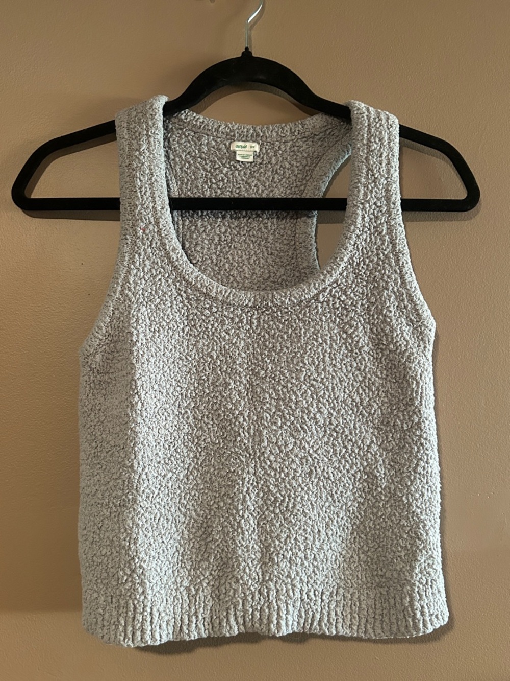 aerie fuzzy Tank Top - Light Gray